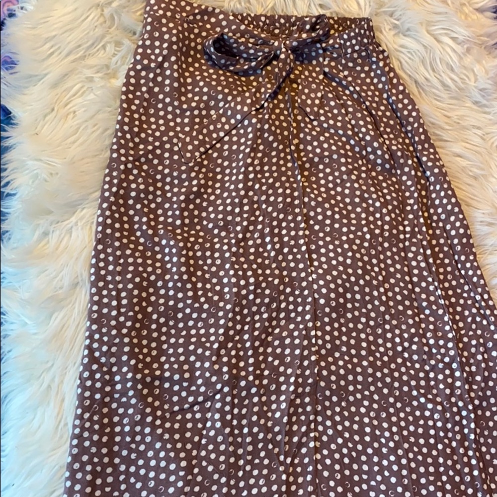 Purple Polka Dot Split Skirt